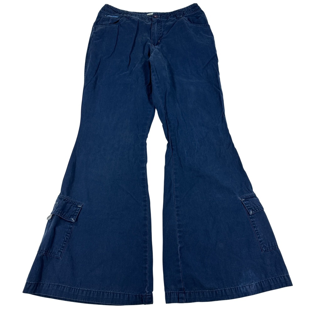 Y2K Venus Girl Trap Blue Cargo Flare Pants Ultra Wide Leg Size 30 Grunge Baggy